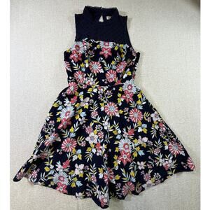 Moulinette Soeurs Women Blue 6 Floral Sleeveless Coastal Summer Fit Flare Dress